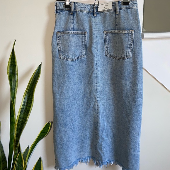 Zara Denim Midi Skirt with Uneven Hem - Picture 3 of 5